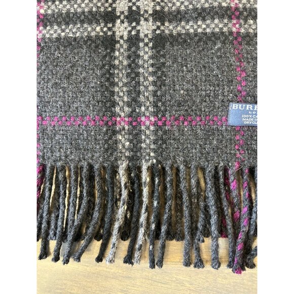 Burberry London 100% Cashmere Check Plaid Dark Charcoal Gray - Picture 4 of 9